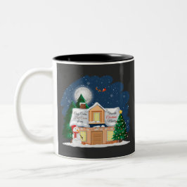 Gezellige Cabin Hot Cacao & Favoriete Kerstfilms Tweekleurige Koffiemok