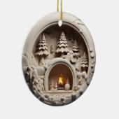 Gezellige Cabin Kersthaard Keramisch Ornament (Rechts)