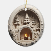 Gezellige Cabin Kersthaard Keramisch Ornament (Links)