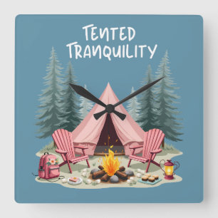 Gezellige Camping Esthetische Glamping Tent & Kamp Vierkante Klok