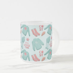 Gezellige Collage Wintermodepatroon Turquoise en R Matglas Koffiemok