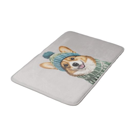 Gezellige Corgi in Winter Gear Badmat (Gekanteld)