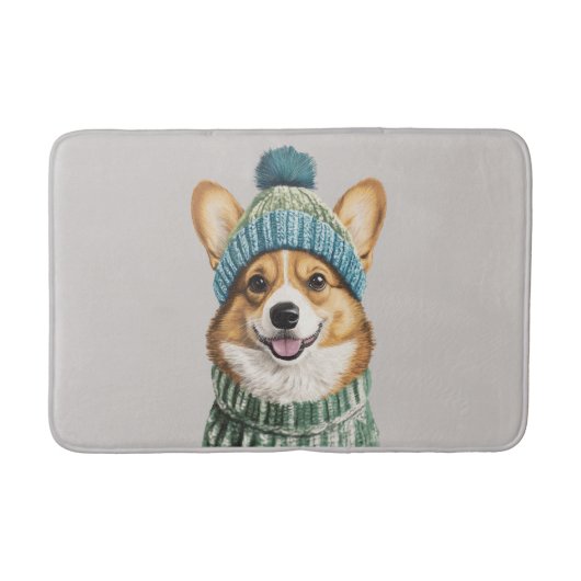 Gezellige Corgi in Winter Gear Badmat (Voorkant)