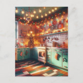 Gezellige Cottage Kitsch Retro Kerstmis Briefkaart (Voorkant)