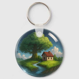Gezellige Cottage Natuur Sleutelhanger – Tree & Ri