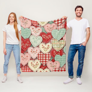 Gezellige Cottage Patchwork Hart Geruite Ontwerp Fleece Deken