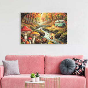 Gezellige Cottagecore Camping Retro Sfeer Canvas Afdruk