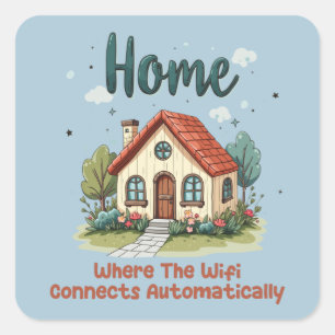 Gezellige Cottagecore Home Whimsical House Art Vierkante Sticker
