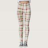 Gezellige Crème Groen Rode Strepen Leggings (Voorkant)