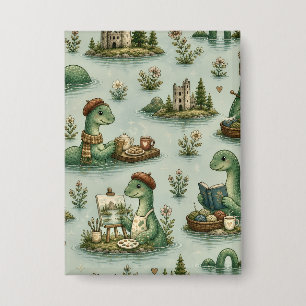 Gezellige Cryptiden Nessie Loch Ness Monster hobby Button