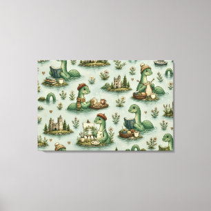 Gezellige Cryptiden Nessie Loch Ness Monster hobby Canvas Afdruk