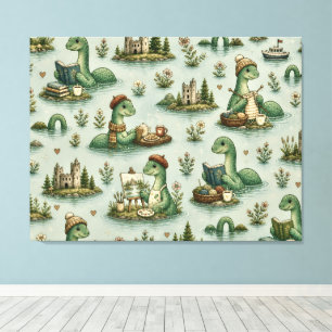 Gezellige Cryptiden Nessie Loch Ness Monster hobby Canvas Afdruk