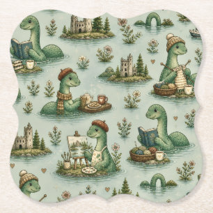 Gezellige Cryptiden Nessie Loch Ness Monster hobby Kartonnen Onderzetters