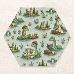 Gezellige Cryptiden Nessie Loch Ness Monster hobby Kartonnen Onderzetters