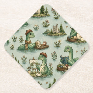 Gezellige Cryptiden Nessie Loch Ness Monster hobby Kartonnen Onderzetters