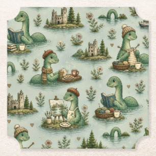 Gezellige Cryptiden Nessie Loch Ness Monster hobby Kartonnen Onderzetters