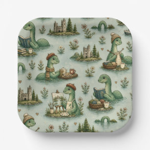 Gezellige Cryptiden Nessie Loch Ness Monster hobby Papieren Bordje