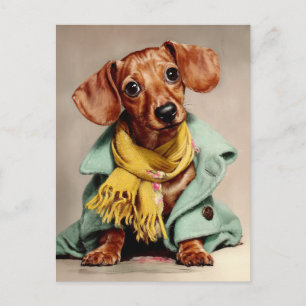 Gezellige Dachshond Mode Portret Briefkaart