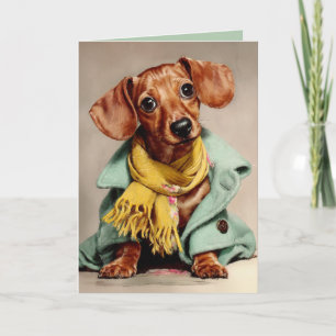 Gezellige Dachshond Mode Portret Kaart