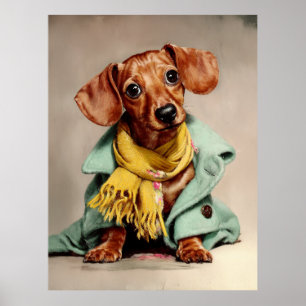 Gezellige Dachshund Mode Portret Poster