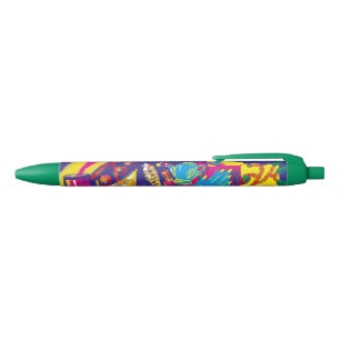 Gezellige dag / pizza, eten, thee, plantenliefhebb zwarte inkt pen