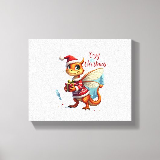Gezellige Dragonfly Kerstmis Canvas Afdruk (Voorkant)