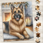 Gezellige Duitse Herder Hond Vakantie Kerstmis Legpuzzel