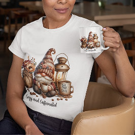 Gezellige en cafeïnehoudende gnoom Waterverf T-shirt