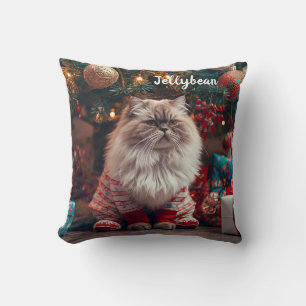 Gezellige Exotische Korthaar Kat Kerstmis geperson Kussen