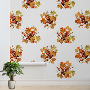 Gezellige Fall Leaves en Druiven Patroon Wall Deco Behang