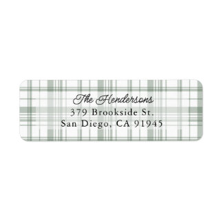 Gezellige Flanel Plaid Kerst Adres Label - Groen
