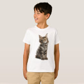 Gezellige Gebreide Maine Coon Kitten Kinderen T-shirt (Voorkant volledig)