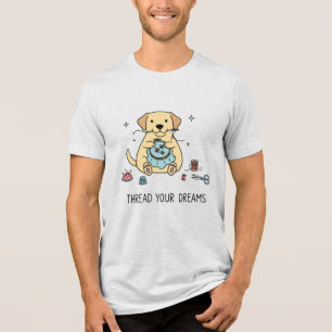 Gezellige Gele Labrador Hond Borduurwerk Mooie Amb Tri-Blend Shirt