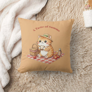 Gezellige gemberkat cottagecore-werpkussen decorat kussen