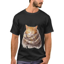 Gezellige gemberkat knuffelt in warme sjaal kunst 
