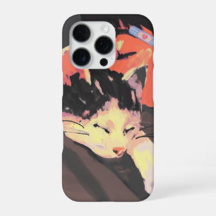 Gezellige geschilderde kat en persoon illustratie iPhone 16 pro hoesje
