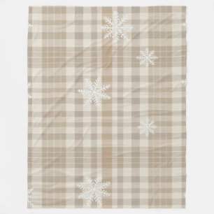 Gezellige Gingham Sneeuwvlok Deken – Beige & Taupe