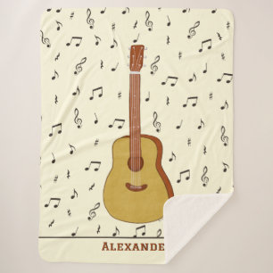 Gezellige gitarist Music Note Design Sherpa Deken