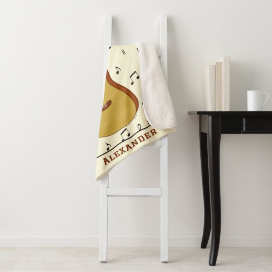 Gezellige gitarist Music Note Design Sherpa Deken (In situ)