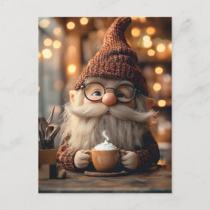 Gezellige Gnome Genieten van een kopje hete cacao Briefkaart