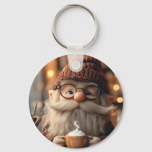 Gezellige Gnome Genieten van een kopje hete cacao Sleutelhanger