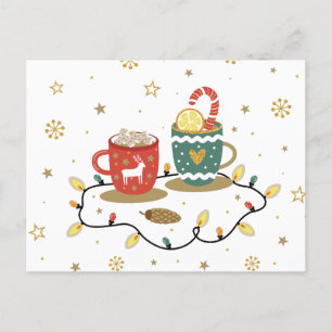 Gezellige Gouden Kerst Koffie Cacao Feestdagenkaart