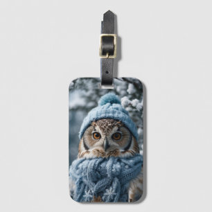 Gezellige grillige Winter Wonderland Uil Bagagelabel