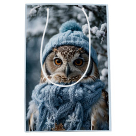 Gezellige grillige Winter Wonderland Uil Medium Cadeauzakje