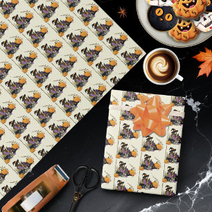 Gezellige heks vibes Halloween pompoenen Paarse Cadeaupapier