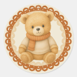 Gezellige herfst baby shower Neutrale crème & or Ronde Sticker