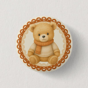 Gezellige herfst babyborrel Neutrale crème & ora Ronde Button 3,2 Cm