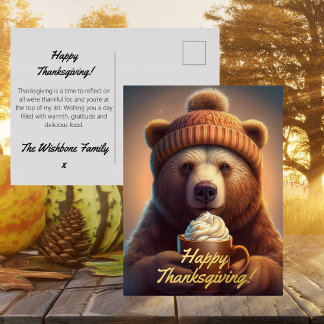 Gezellige Herfst Beer Woodland Thanksgiving Folie Feestdagen Briefkaart