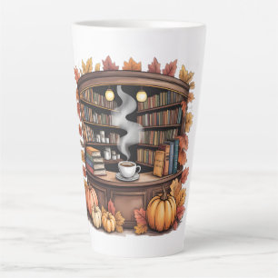 Gezellige herfst bibliotheek koffiebeker — Boek ho Latte Mok