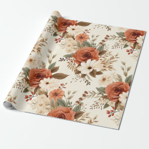 Gezellige herfst bloemenprint digitale kunst cadeaupapier